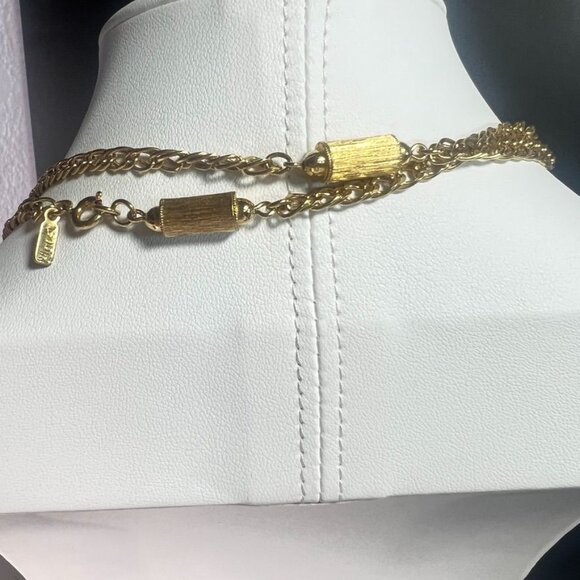 MCM Gold-Tone Monet 54' Necklace & Clip-On Earrings Combines Texture and Smooth - Picture 12 of 12